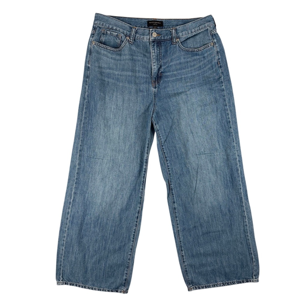 Banana Republic Jeans Womens 32 Blue High Rise Wide Leg Denim Authentic Washwell